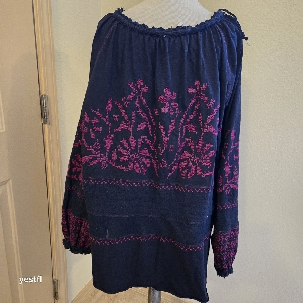 Free People Persuasion Embroidered Oversized Top M - Picture 5 of 7
